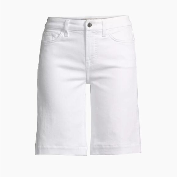 NWT JEN7 by 7 For All Mankind High Waist Denim Bermuda Shorts in White - Picture 2 of 11